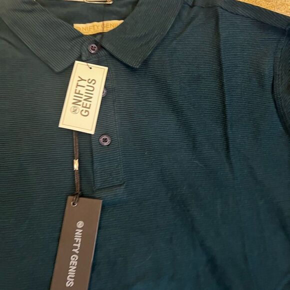 Nifty Genius Nicklaus Striped Polo short sleeved cotton blend green & black XXL - Picture 3 of 5